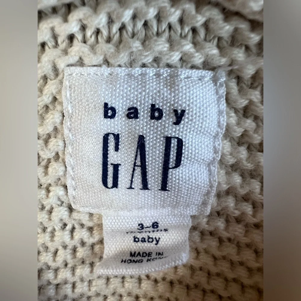 Baby Gap Baby Sweater 3-6 Months Hooded Cardigan Brannan Bear Beige‎ Ears Cotton